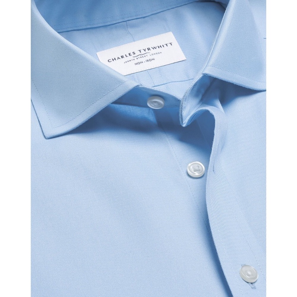 Charles Tyrwhitt Sky Blue Non-Iron Twill Slim Fit Shirt 15.5/34 NWT
